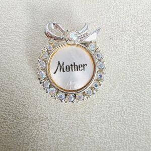 Vintage Silver and Gold 'Mother' Brooch with Rhinestones